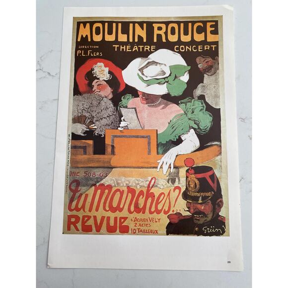Folies Bergère, Moulin Rouge, Tu Marches, Music Hall Posters, Book Page, Paris, - Picture 1 of 5